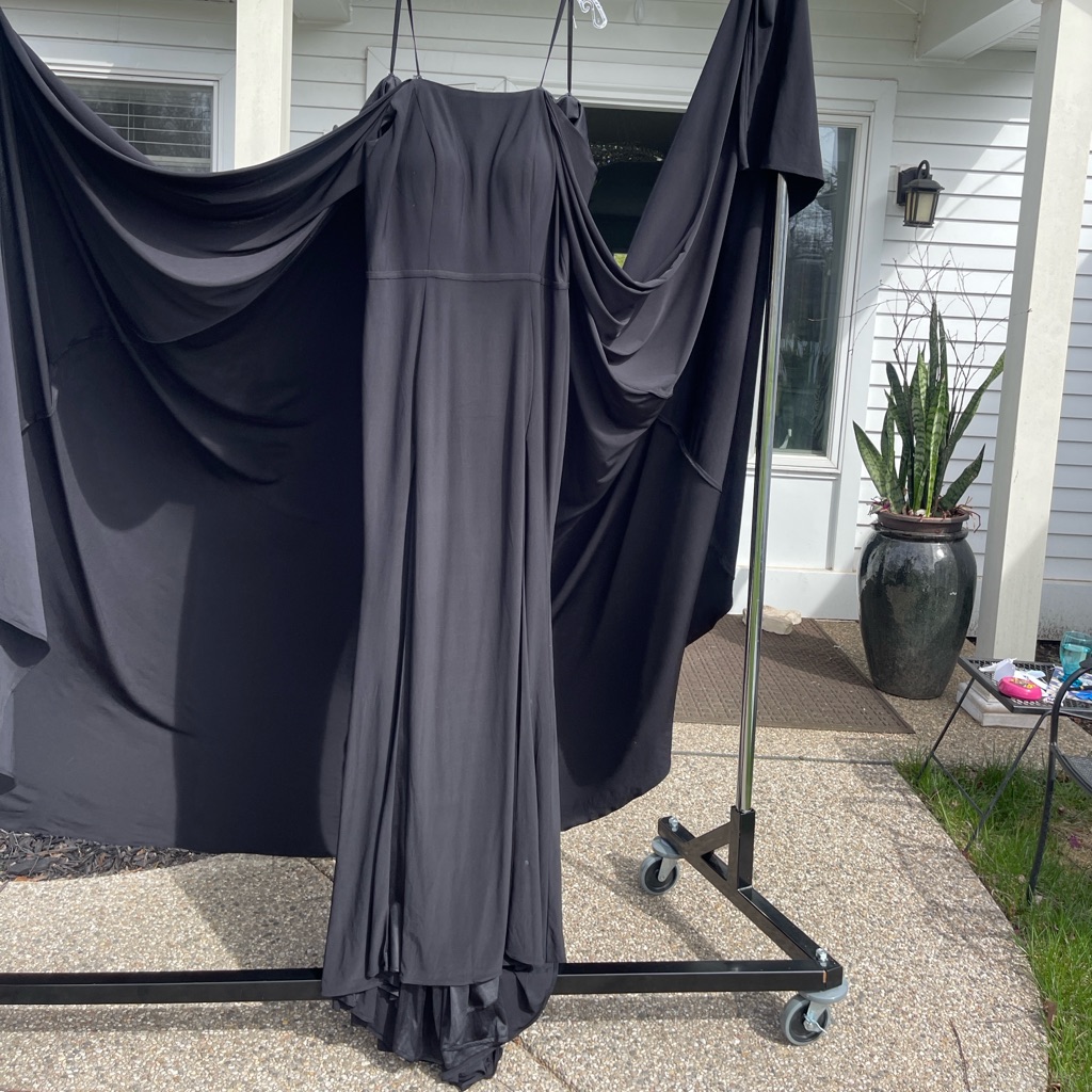 Black Cape Dress Two Front Slits
